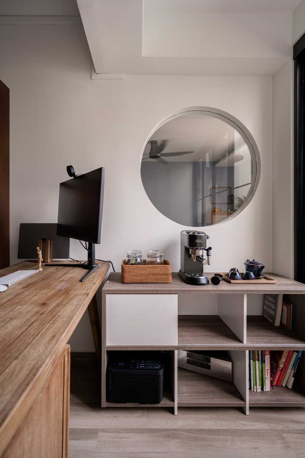 Modern Study with Bookshelf and Storage Cabinets