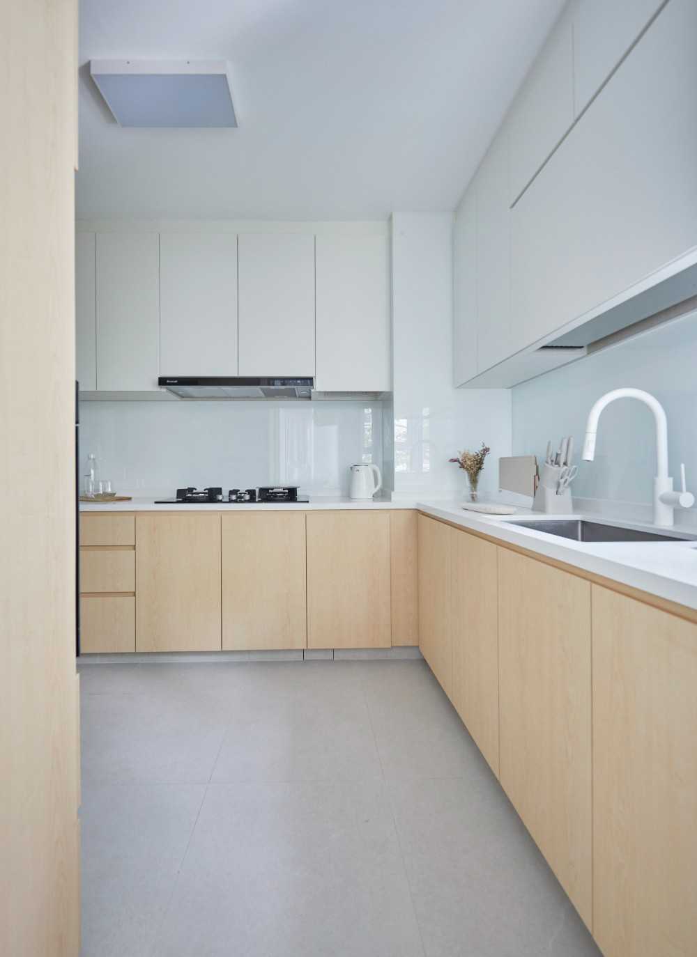 Scandinavian Kitchen with Countertop and Cupboard