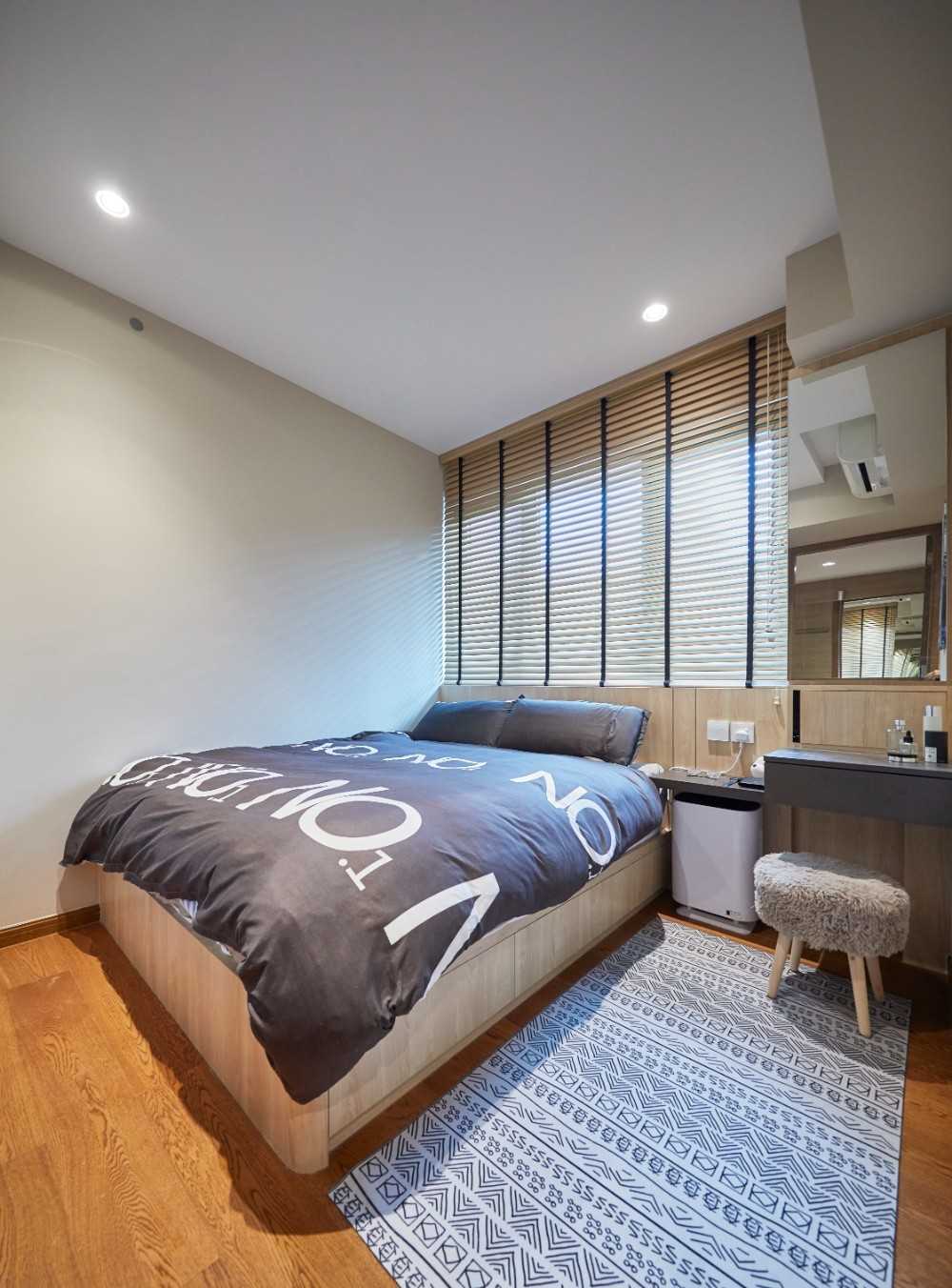Modern Bedroom with Bedside Table and Bedroom Dresser