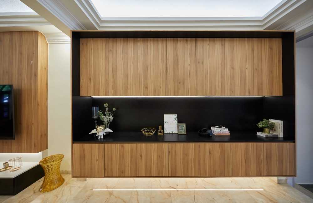 Transitional Foyer with Artwork and Console Table