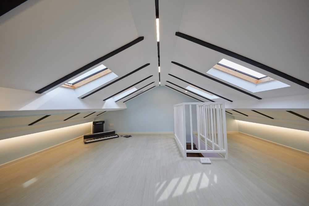 Transitional Gaming Room with Lighting and Music Instruments