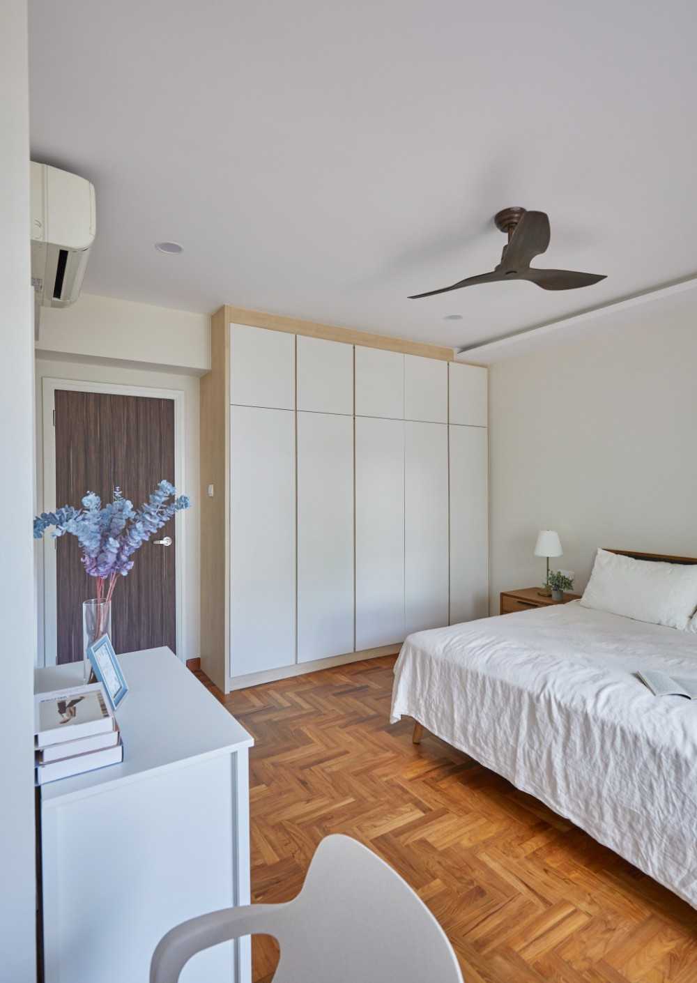 Modern Bedroom with Wardrobe and Bedside Table