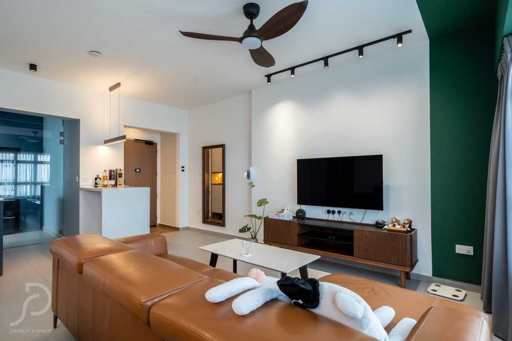 Modern Living Room with Feature Wall and Cove Lighting