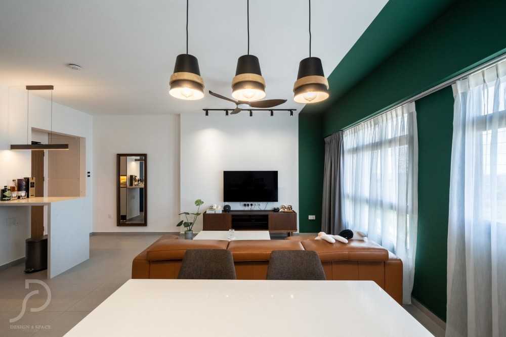 Modern Living Room with TV Console and Cove Lighting