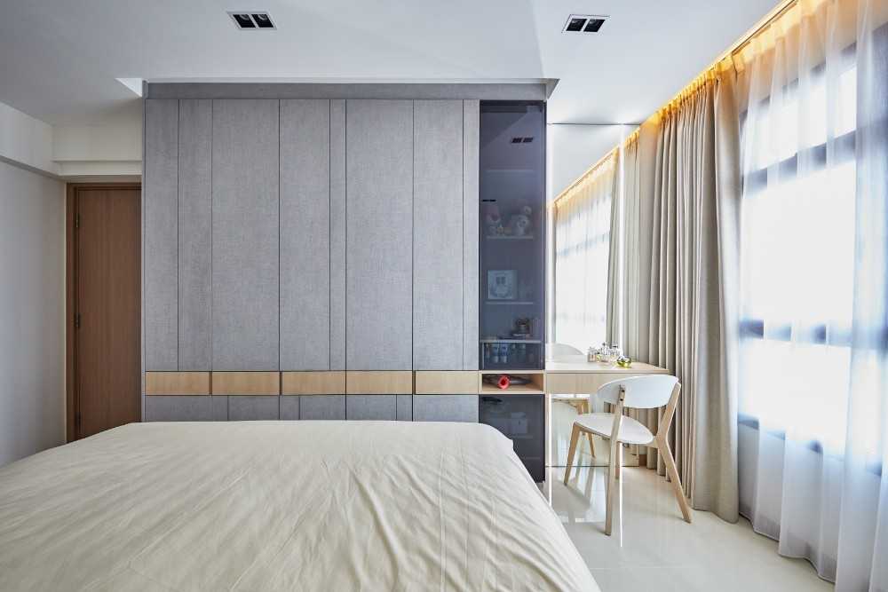 Contemporary Bedroom with Marble Floor and Wardrobe