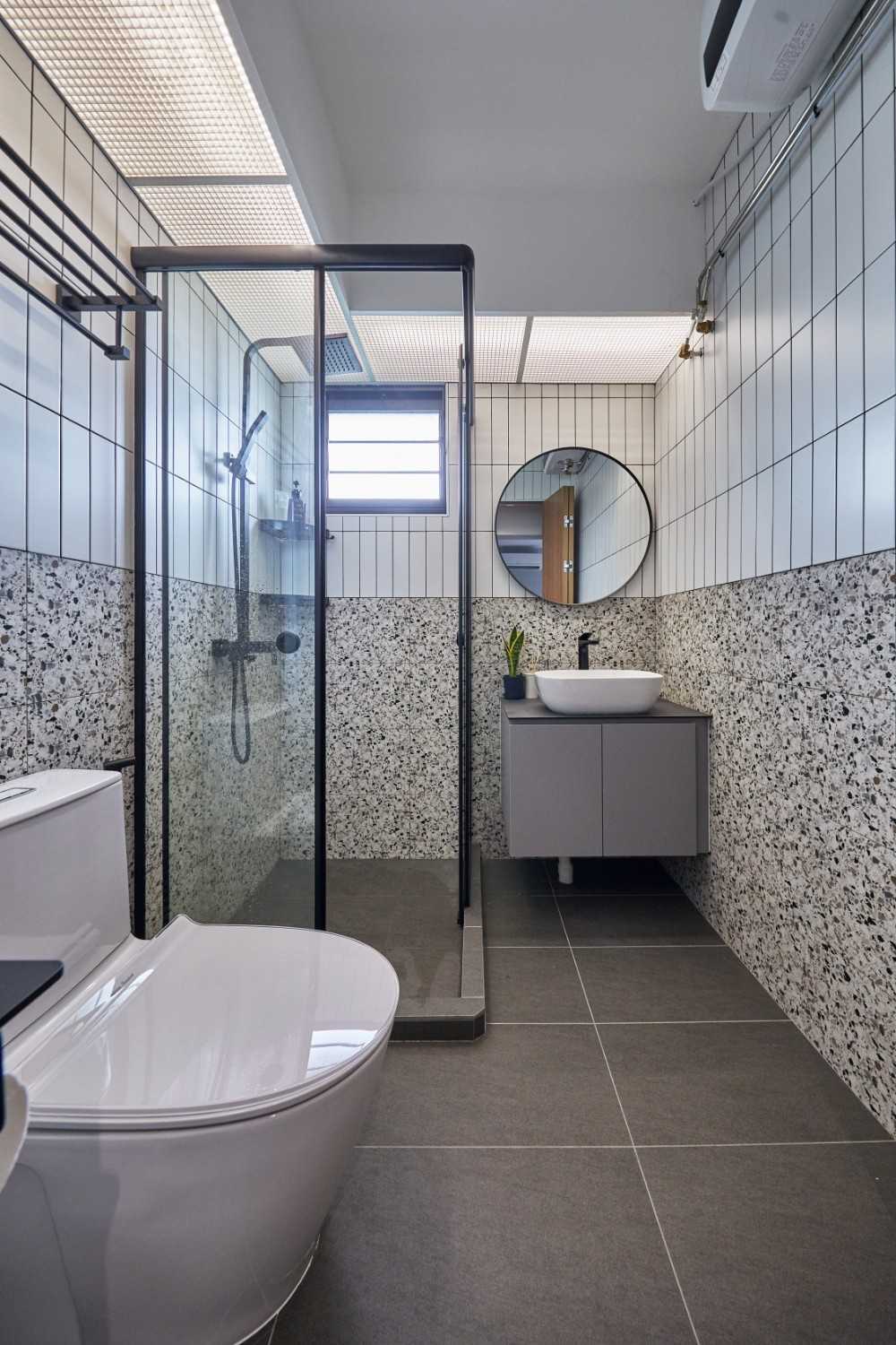 Contemporary Bathroom with Bathroom Storage and Bathroom Sinks