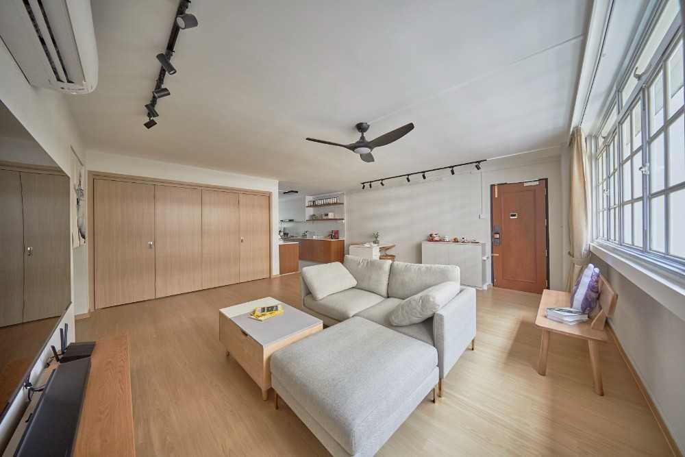 Scandinavian Living Room with TV Console and Sofa