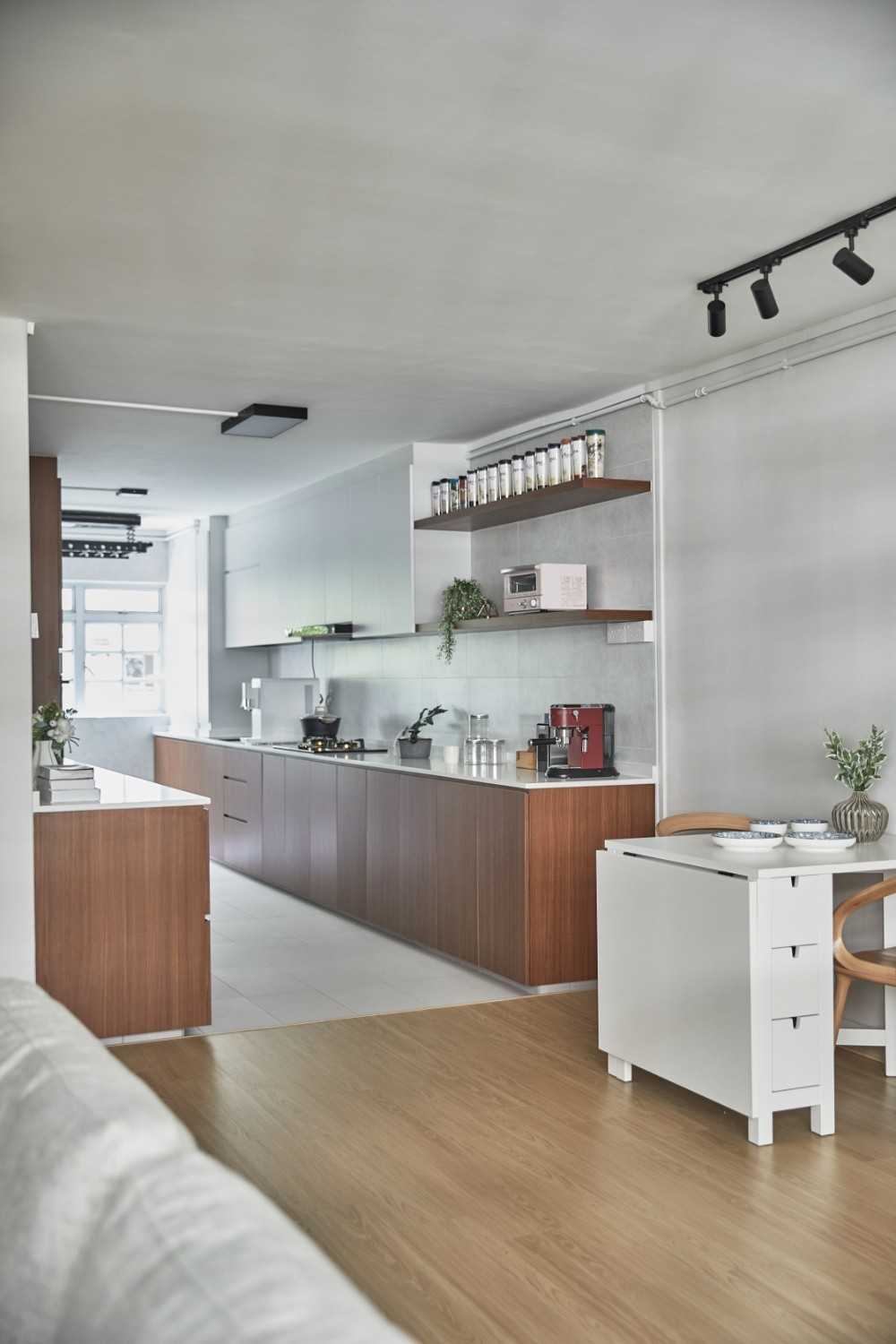 Scandinavian Kitchen with Kitchen Island and Breakfast Counter