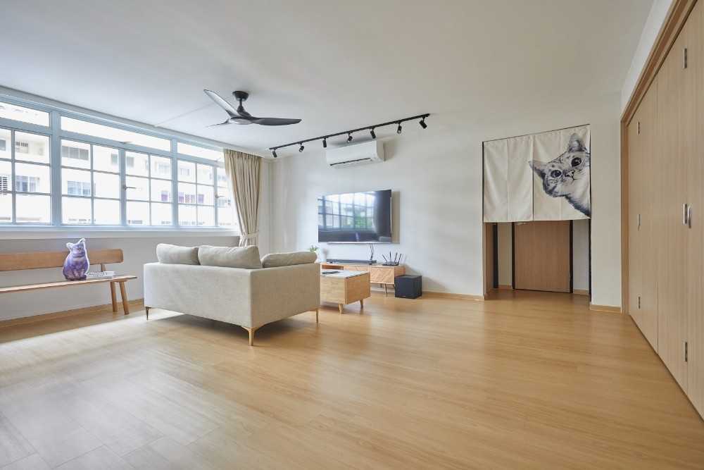 Scandinavian Living Room with TV Console and Sofa