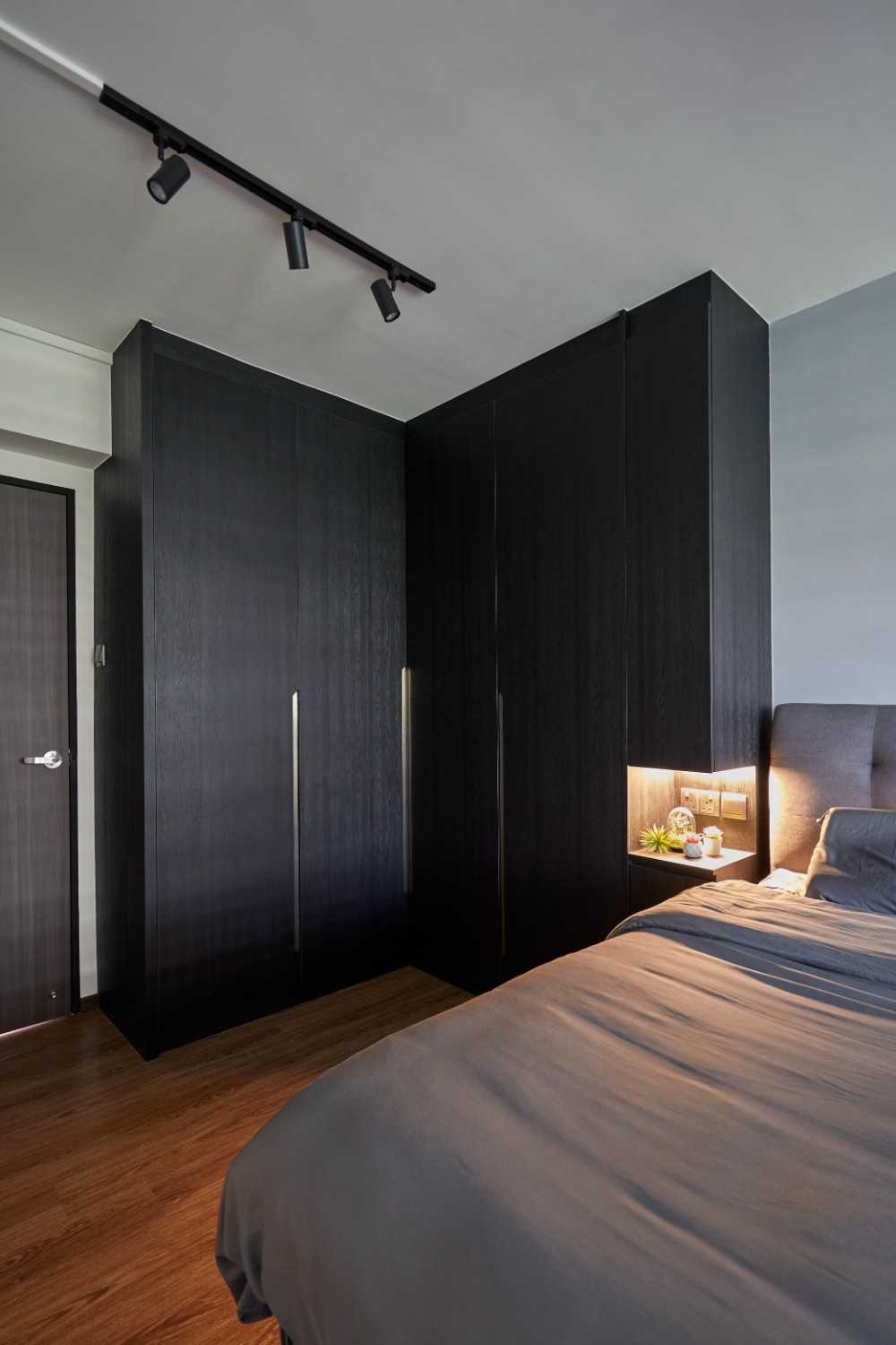 Contemporary Bedroom with Wardrobe and Bedside Table
