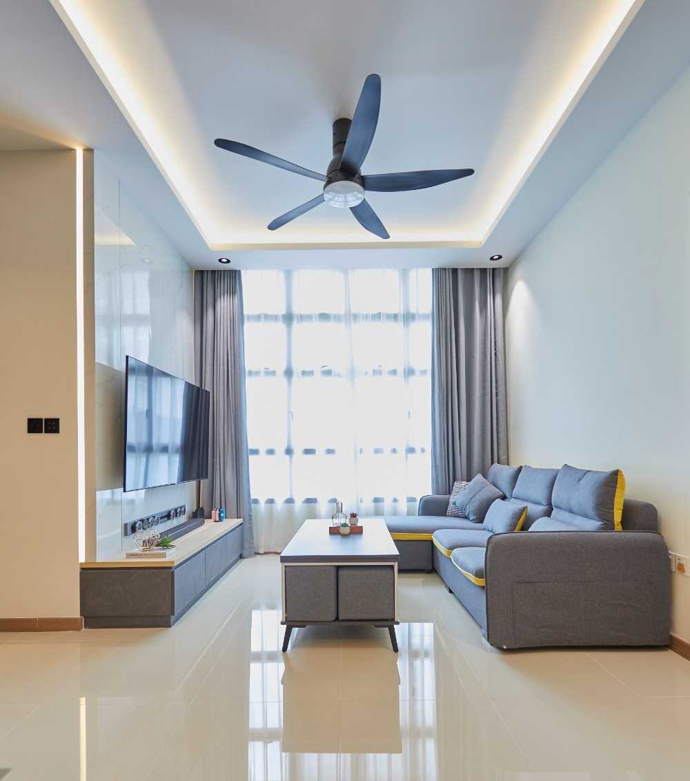 Contemporary Living Room with Feature Wall and Sofa