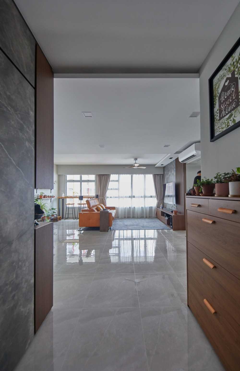 Contemporary Entryway with Shoe Rack and Console Table