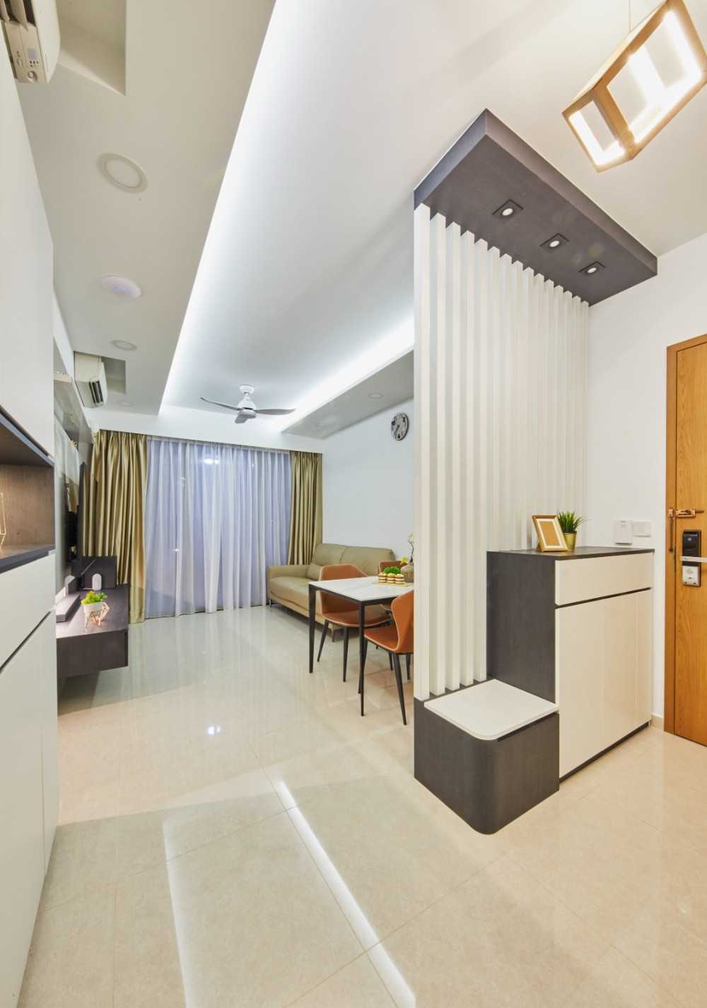 Contemporary Entryway with Seating Bench and Shoe Rack