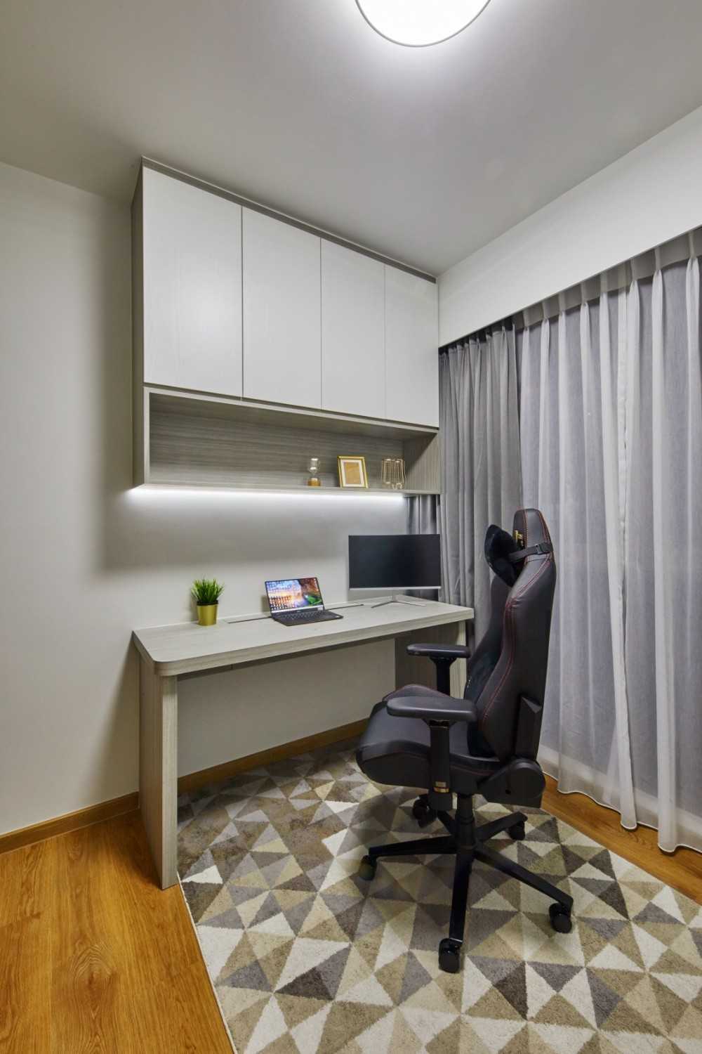 Contemporary Home Office with Desk and Desk Chairs