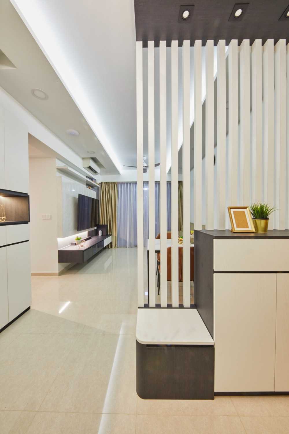 Contemporary Entryway with Seating Bench and Shoe Rack