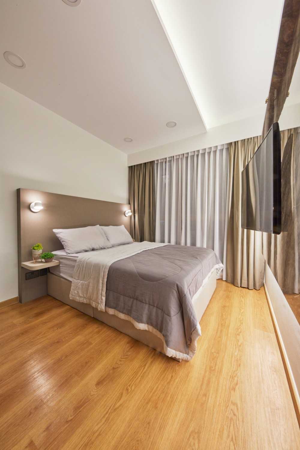 Contemporary Bedroom with TV and Queen Bed