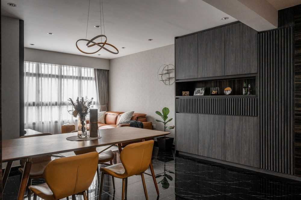 Contemporary Living Room with TV Console and Feature Wall