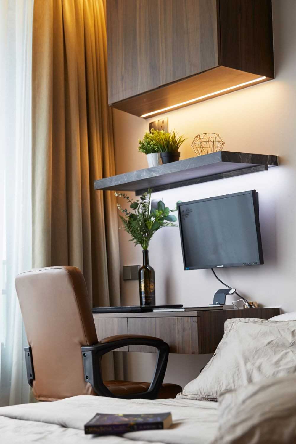 Contemporary Bedroom with Bedroom Dresser and Desk Chairs