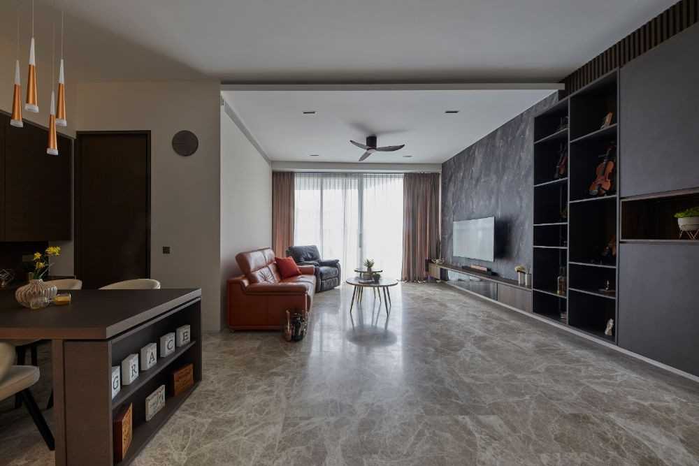 Contemporary Living Room with TV Console and Sofa