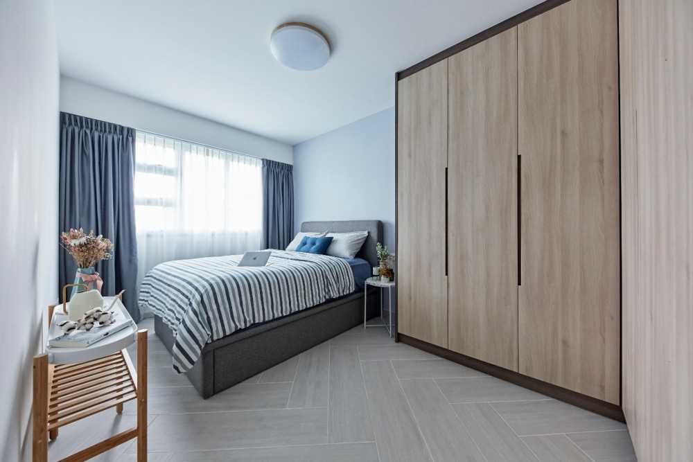 Contemporary Bedroom with Wardrobe and Bedside Table