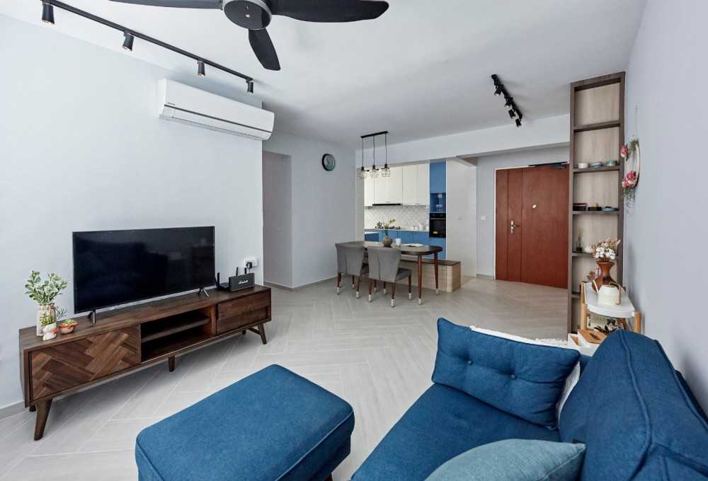 Contemporary Living Room with TV Console and Sofa