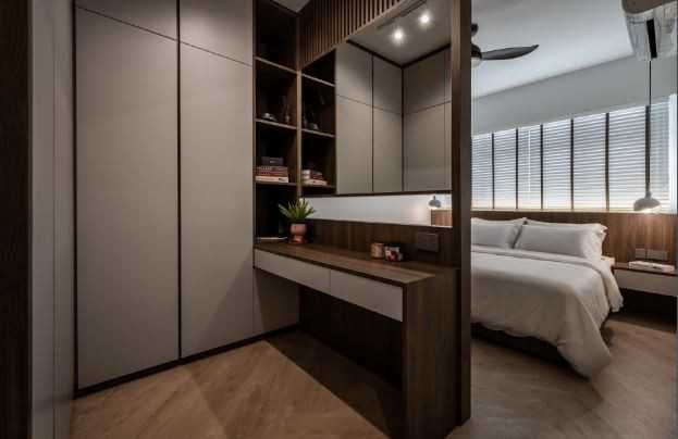 Scandinavian Bedroom with Wardrobe and Closet