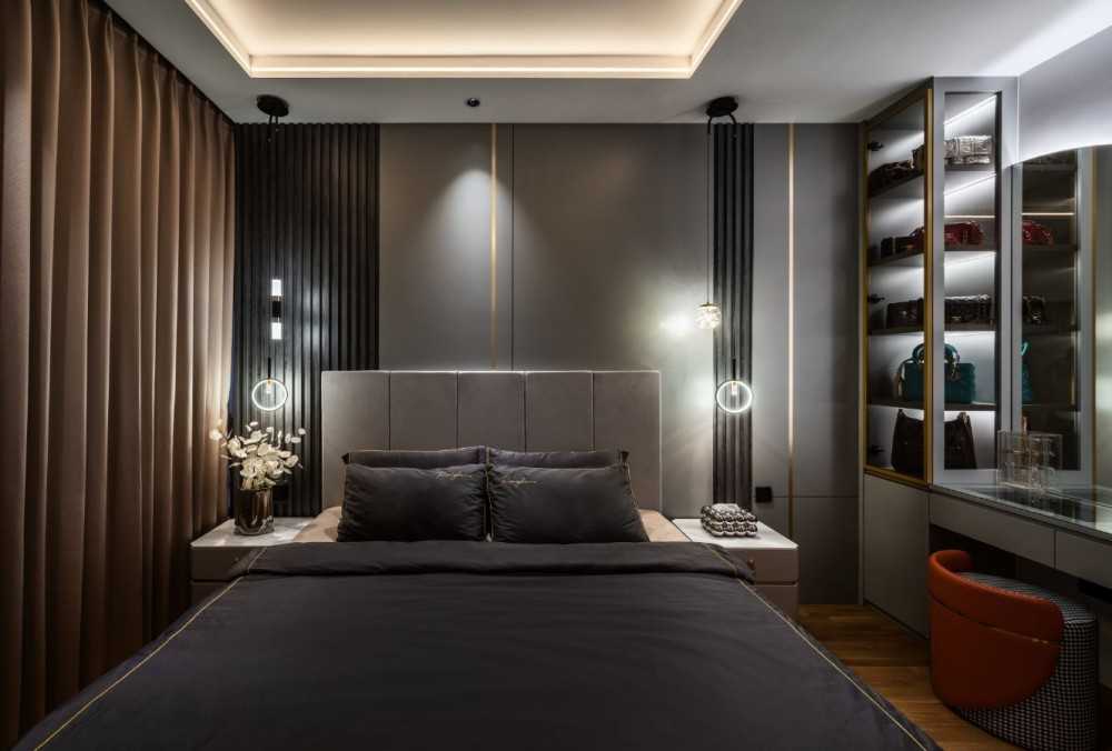 Modern Bedroom with Sideboard and Bed