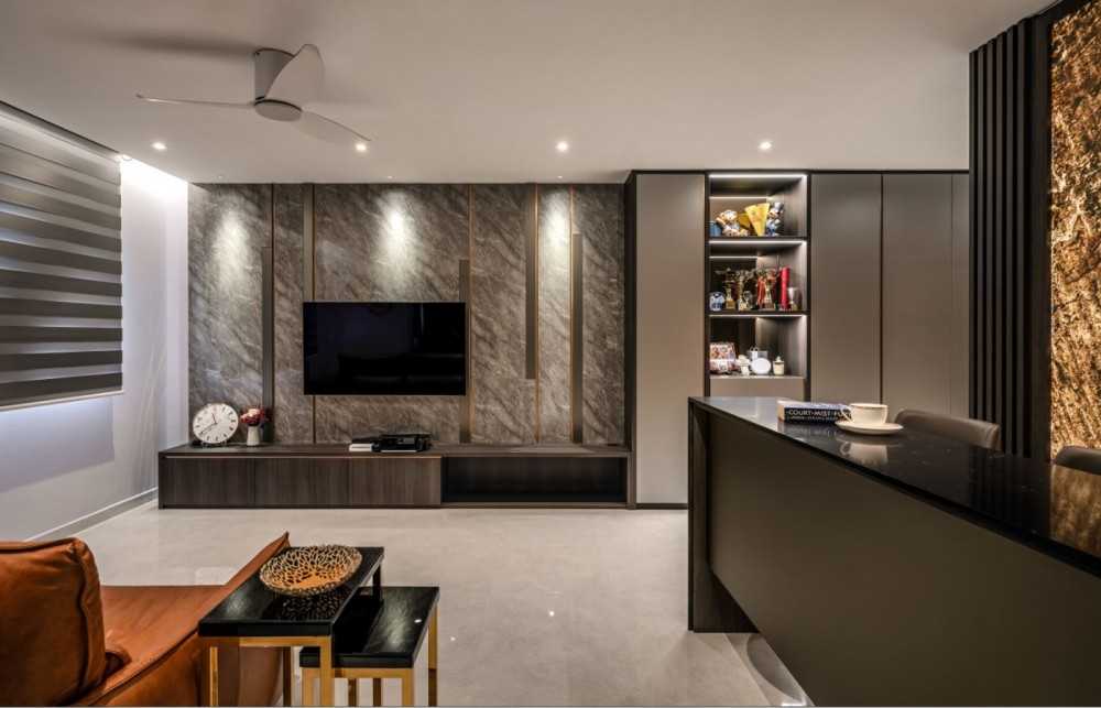 Modern Living Room with Feature Wall and TV