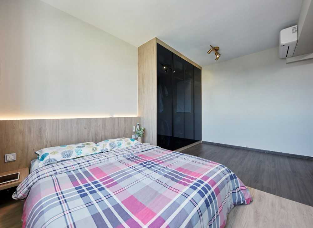 Contemporary Bedroom with Platform Bed and Bedside Table