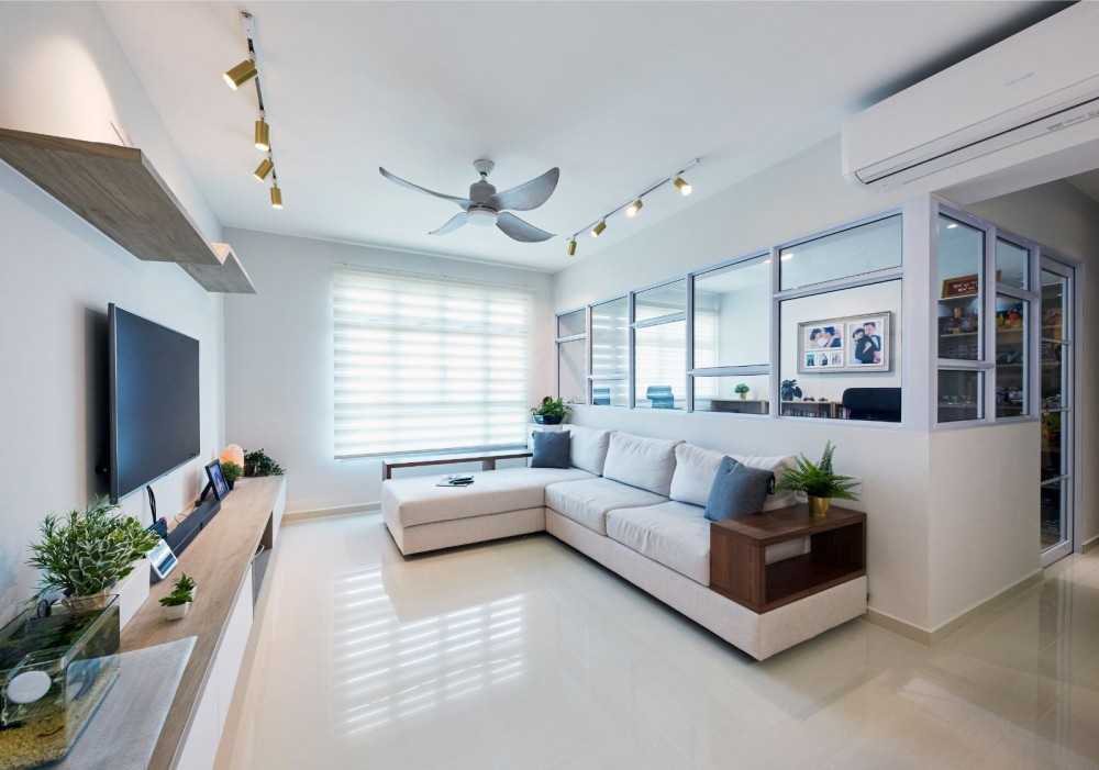 Contemporary Living Room with TV Console and Sofa