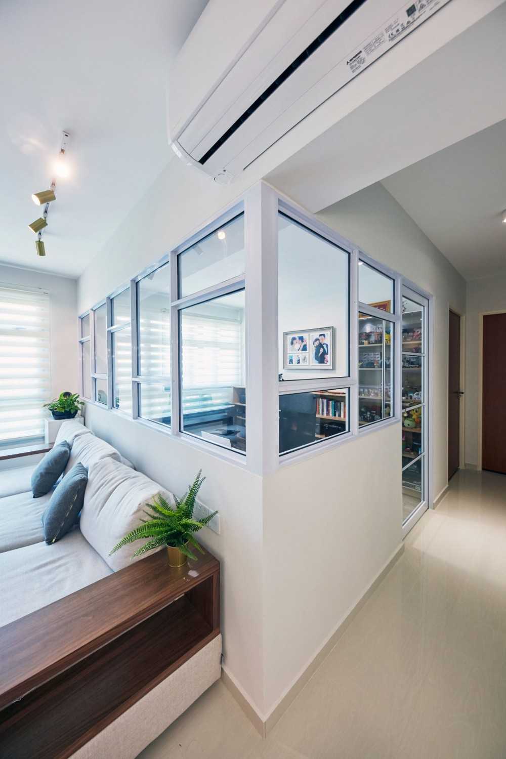 Contemporary Home Office with Bookshelf and Storage Cabinets