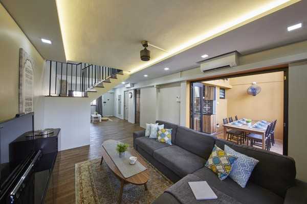 Contemporary Living Room with TV Console and Sofa