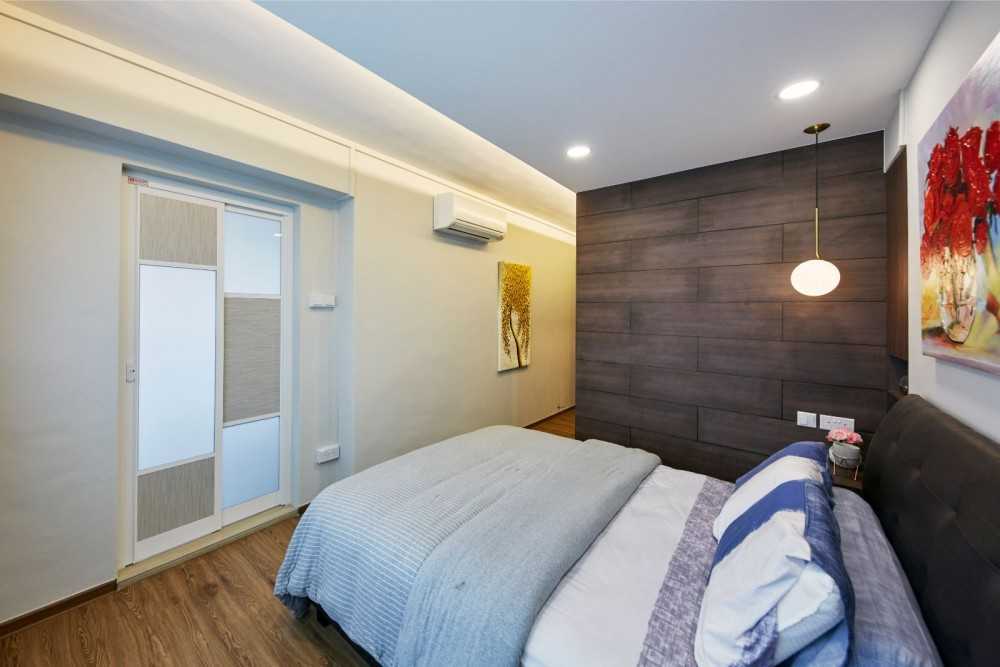 Contemporary Bedroom with Drop Ceiling and Wardrobe