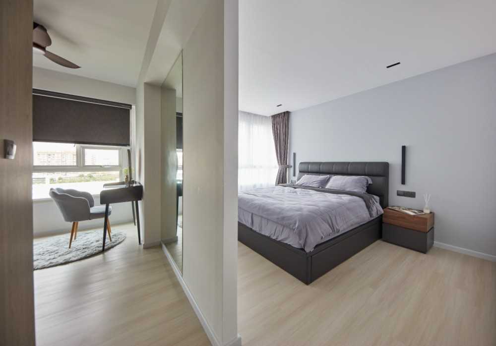 Scandinavian Bedroom with Bedside Table and Queen Bed