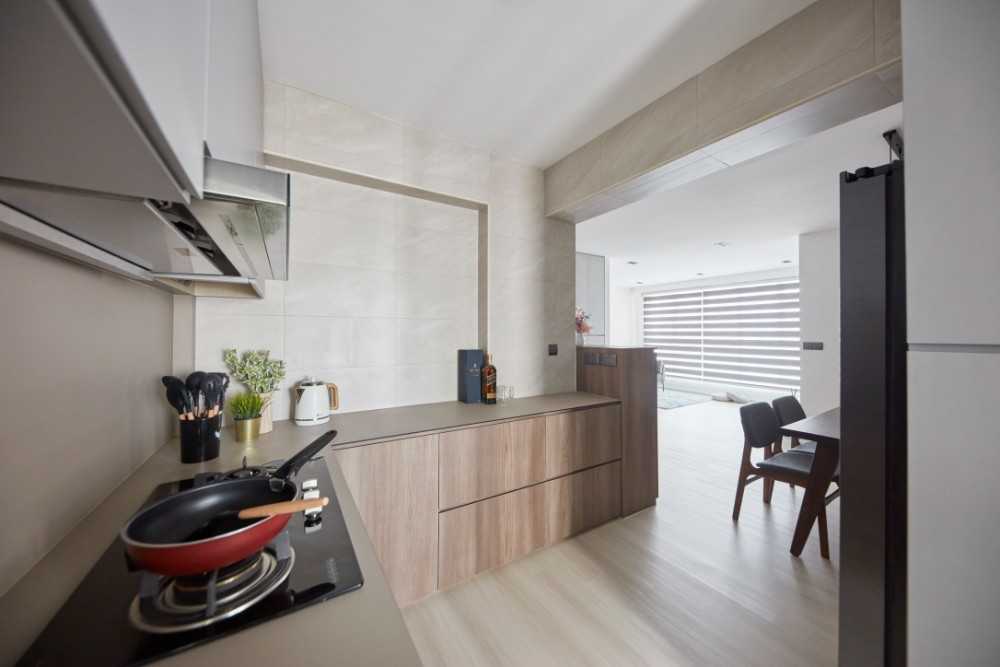 Scandinavian Kitchen with Countertop and Cupboard