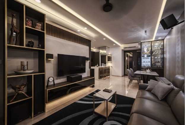 Modern Living Room with Feature Wall and Sofa