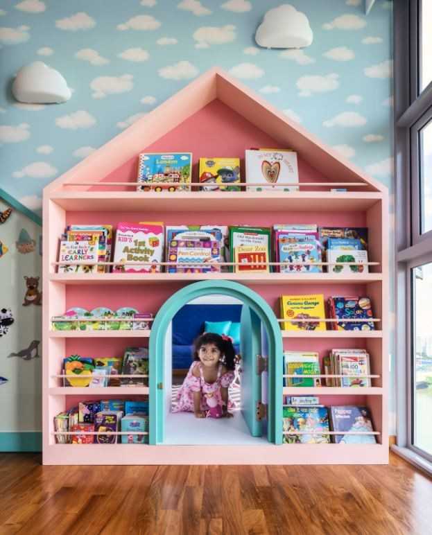 Modern Kids Room with Bookshelf and Toys