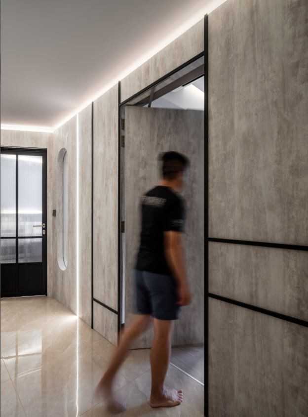Contemporary Foyer with Flooring and Doors