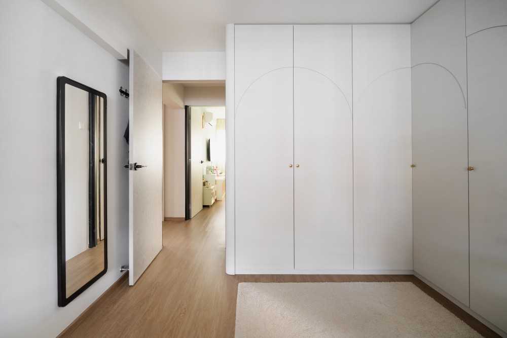 Modern Bedroom with Mirror and Wardrobe
