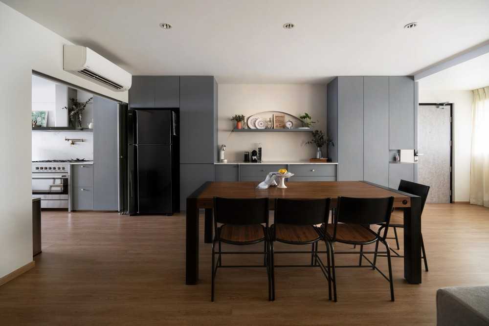 Modern Living Room with Storage Cabinets and Café Table