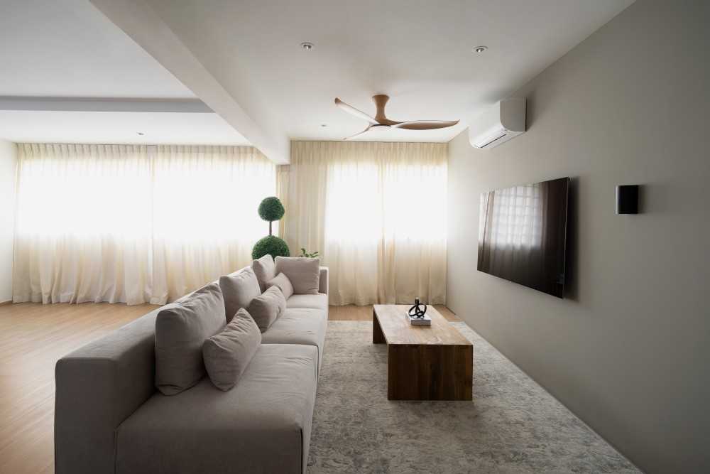 Modern Living Room with Vinyl Flooring and Carpet