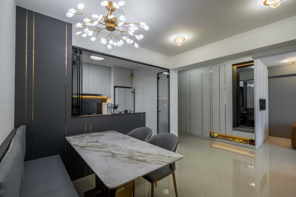Contemporary Dining Room with Downlights and Dining Table