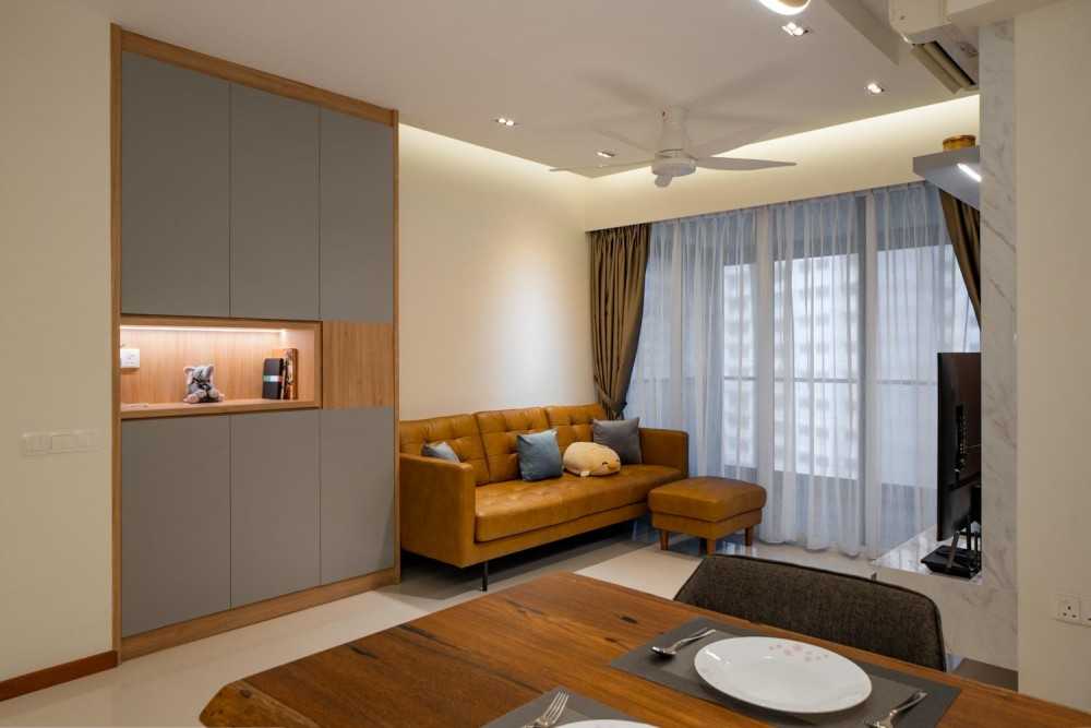 Modern Living Room with Homogeneous Tiles and Coffee Table