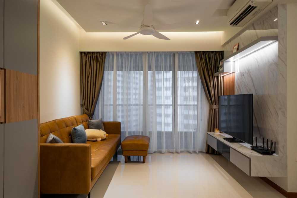 Modern Living Room with TV Console and Feature Wall