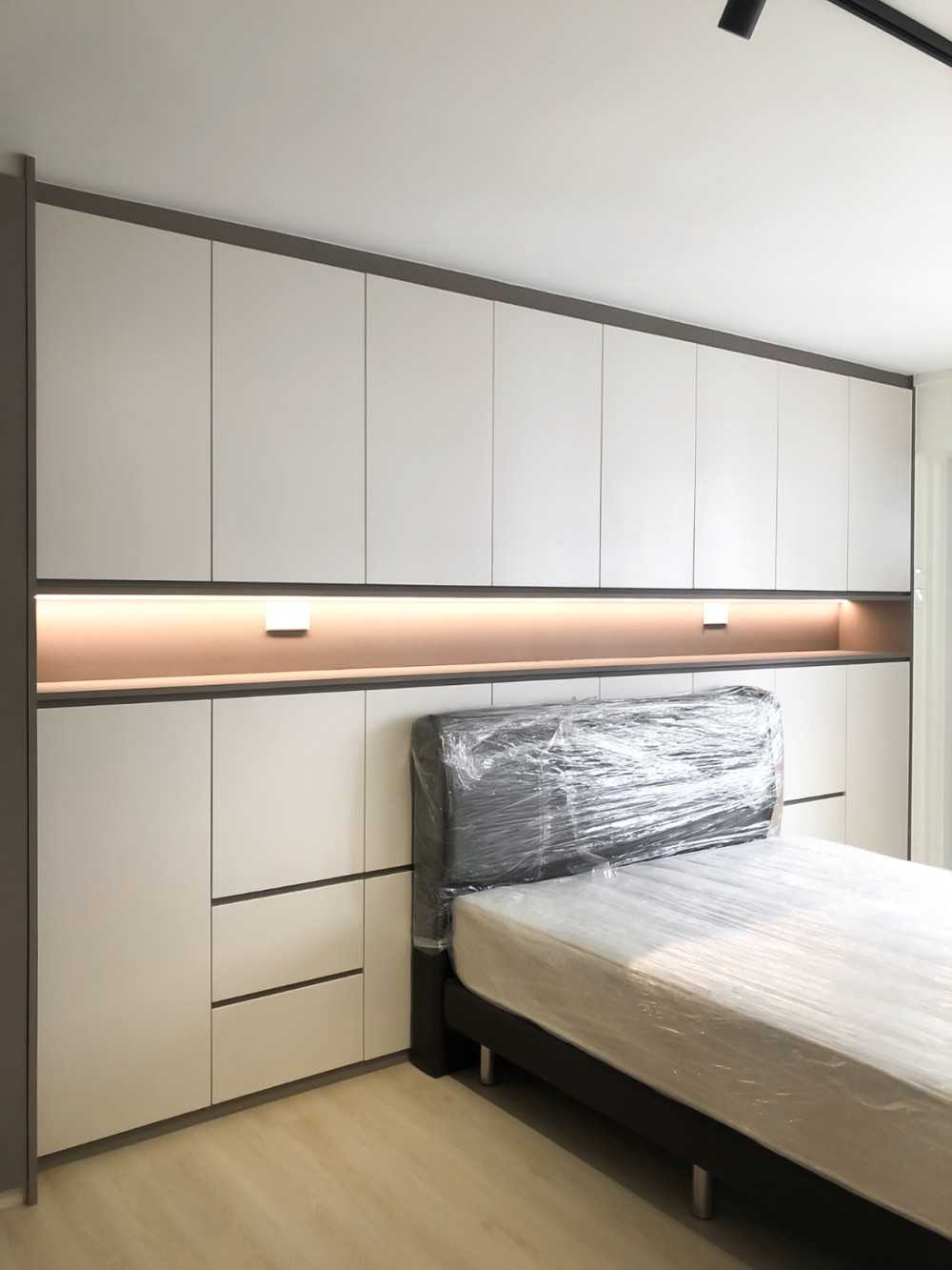 Scandinavian Bedroom with Wardrobe and Bedside Table