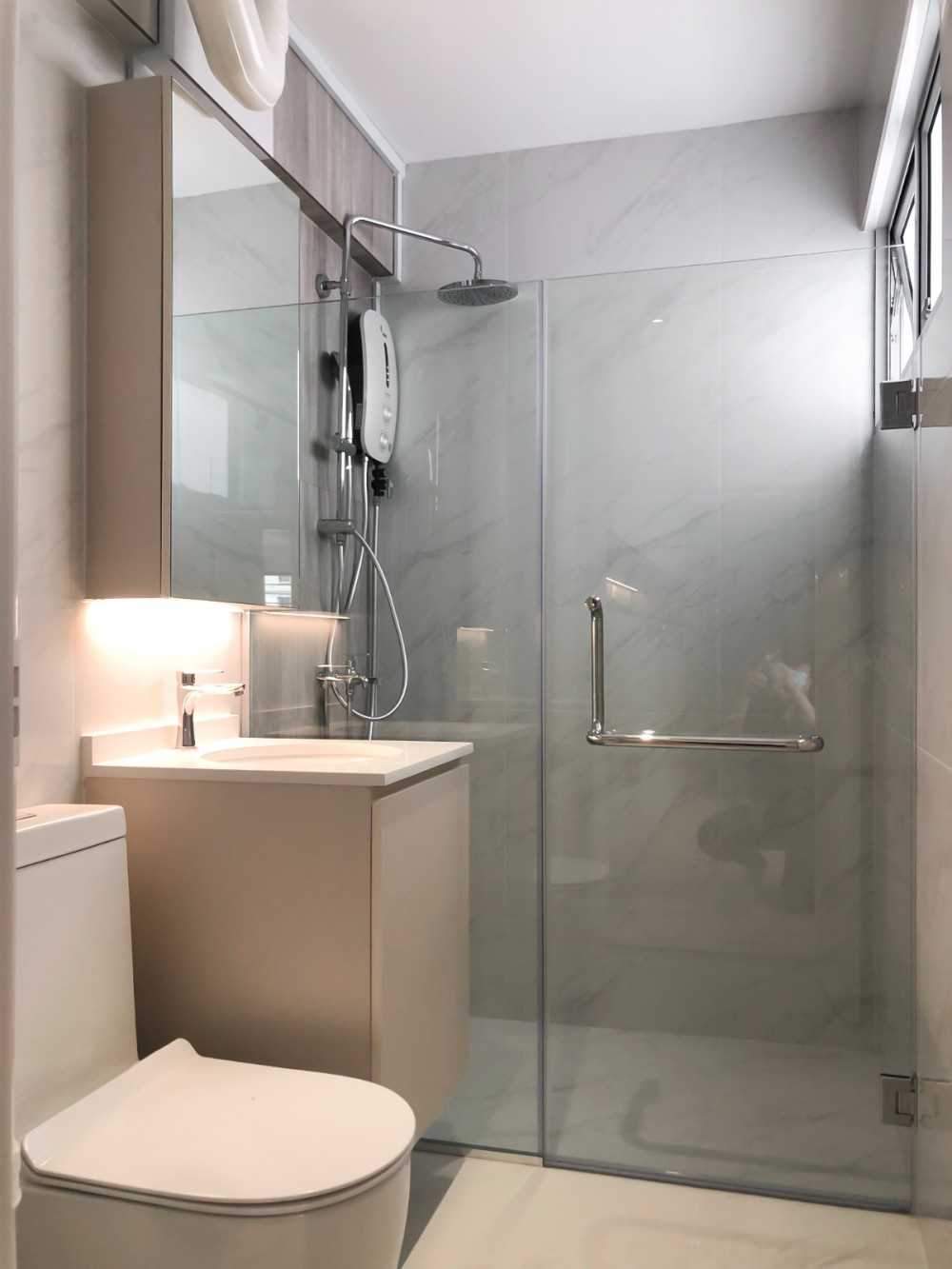 Scandinavian Bathroom with Mirror and Shower Screen