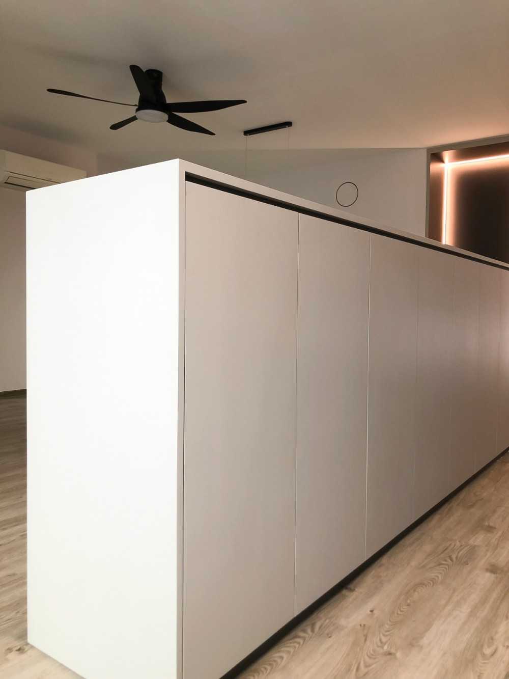 Scandinavian Living Room with Paintings and Storage Cabinets