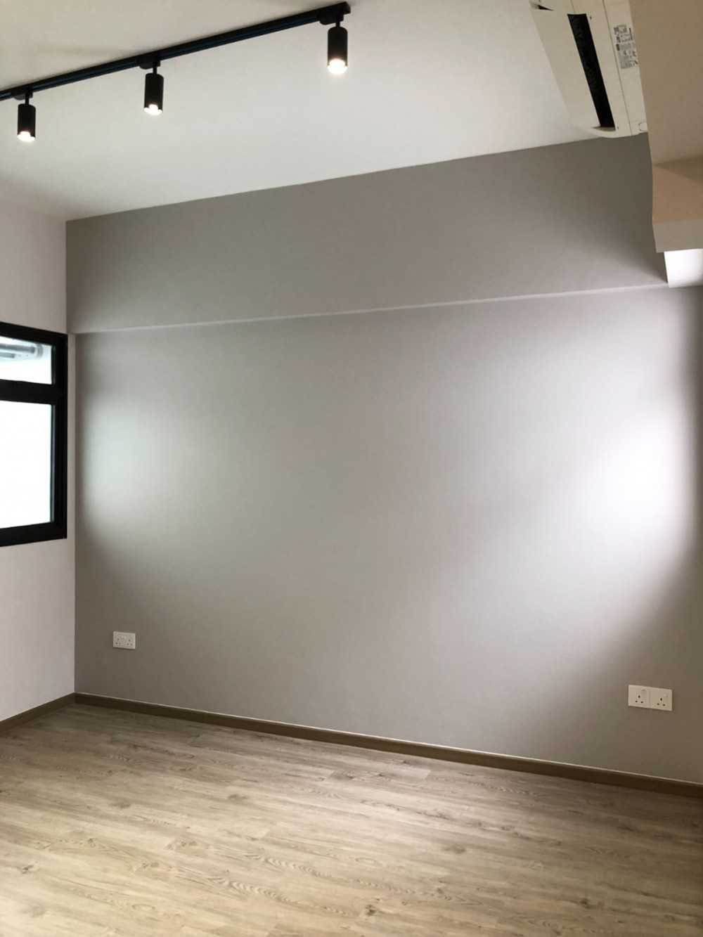 Scandinavian Bedroom with Window Grille and Paintings