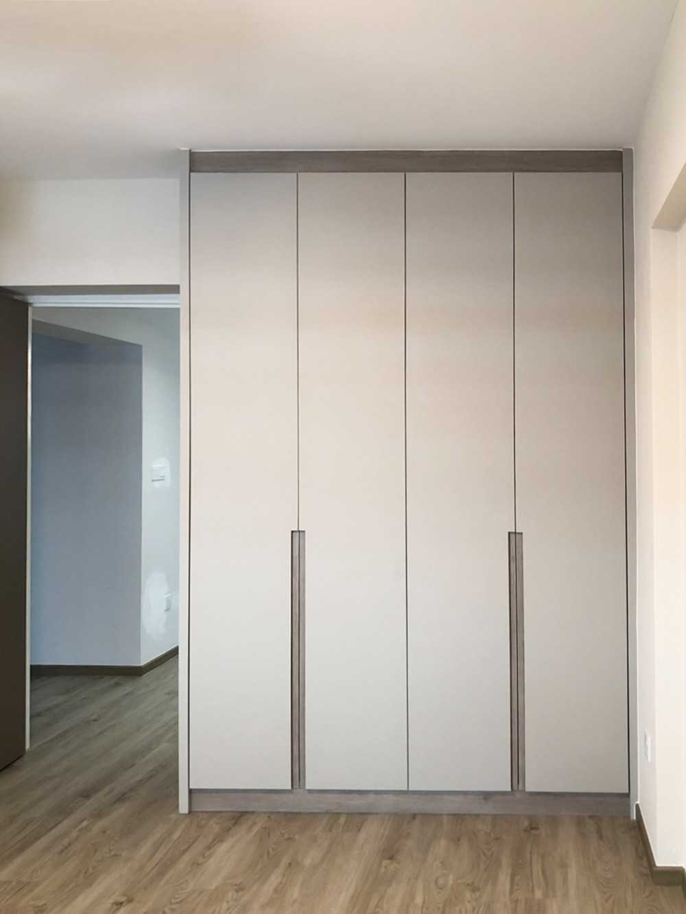Scandinavian Bedroom with Wardrobe and Paintings