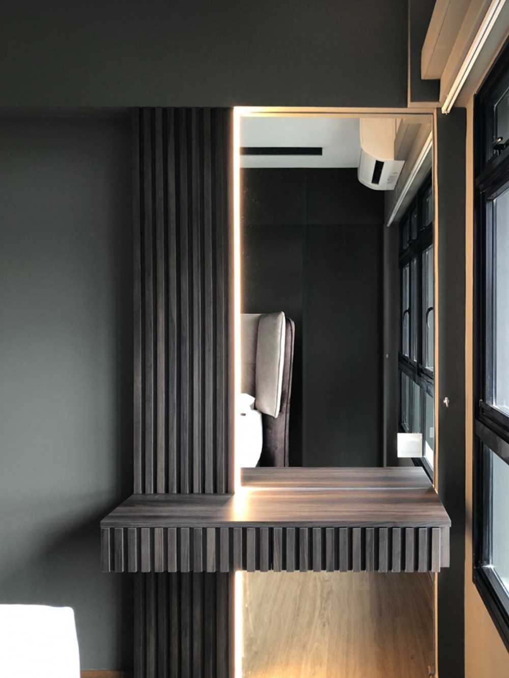 Modern Bedroom with Window Grille and Bedroom Dresser